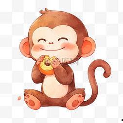 猴子吃瓜手绘,手绘描绘猴子吃瓜的欢乐瞬间